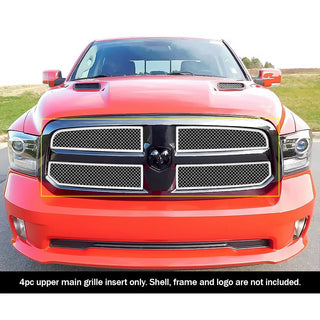 APS Polished Stainless Upper Mesh Grille (w/ OEM Honeycomb): Ram 1500 2013 - 2018