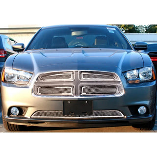 APS Polished Stainless Upper Mesh Grille (1.8mm Wire): Dodge Charger 2011 - 2014
