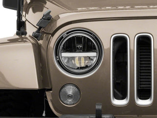 Raxiom Axial 7-In LED Headlights DRL Black Housing: Jeep Wrangler 1997-2018 4.0L I6 / 3.8L V6 / 3.6L V6 - Clear Lens