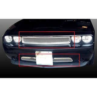 APS Polished Stainless Mesh Grilles (Upper & Lower): Dodge Challenger 2009 - 2010