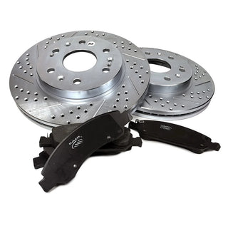 Baer Claw Drilled & Slotted Zinc-Plated Rotor and Ceramic Performance Pad Combo Kit (FRONT): Fits Most Hemi Models