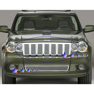 APS Polished Stainless Upper Mesh Grille: Jeep Grand Cherokee 2009 - 2010