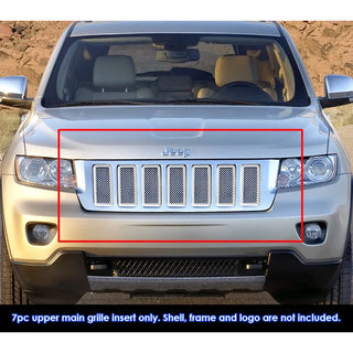 APS Polished Stainless Upper Mesh Grille: Jeep Grand Cherokee 2011 - 2013