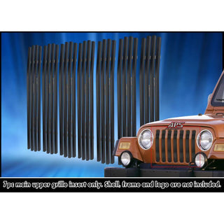 APS Black Stainless Upper Billet Grille (with Chrome Shell): Jeep Wrangler TJ 1997 - 2006