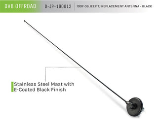 DV8 Offroad Black Replacement Antenna: Jeep Wrangler 1997-2006