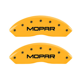 MGP 4 Caliper Covers Engraved Front & Rear MOPAR Yellow finish black ch