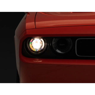Raxiom Halo Projector Headlights w/ Sequential Turn Signals (FRONT): Dodge Challenger 2008-2014 - Black Housing/Clear Lens