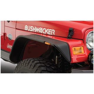 Bushwacker Flat Style Fender Flares 2pc (FRONT): Fits Most Jeep Wrangler Models (1997-2006) - Black
