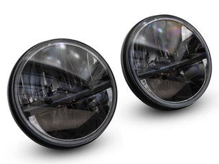 Raxiom Axial Series LED Headlights Black Housing: Jeep Wrangler 1997-2018 4.0L I6 / 3.8L V6 / 3.6L V6 - Clear Lens