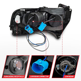 ANZO Projector Headlights w/ Halogen (Black): Dodge Ram 1994 - 2002 (1500, 2500, 3500)