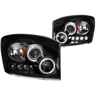 ANZO Projector Headlights w/ Halo (Black): Dodge Ram 1500 2006 - 2008