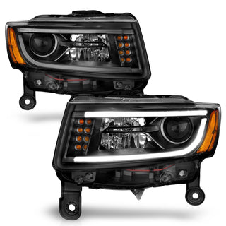 ANZO Projector Headlights w/ Plank Style (Black): Jeep Grand Cherokee 2014 - 2015