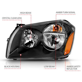 ANZO Crystal Headlights (Black/Amber): Dodge Magnum 2005 - 2007