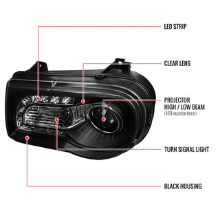 Spec D LED Headlights (Black): Chrysler 300C 2005 - 2010