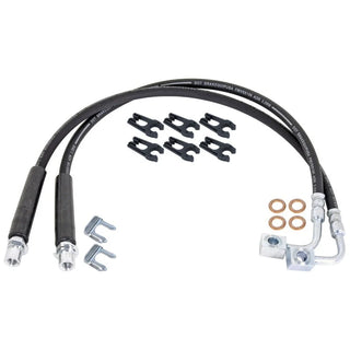 RockJock Extended Rubber Rear Brake Hose Kit w/ Frame Clips, Copper Washers & ABS Wire Clips: Fits Most Hemi Models