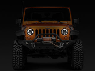 Raxiom Axial Halo Headlights w/ DRL Amber Signals Clear Lens: Jeep Wrangler TJ/JK 1997-2018 4.0L I6 / 3.8L V6