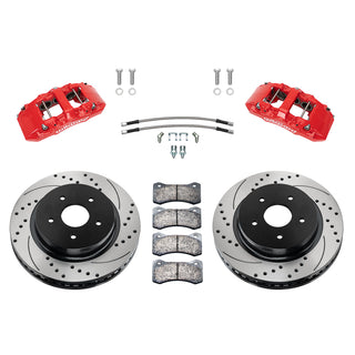 Wilwood Aero6 DM 6-Piston Front Big Brake Kit (Red Calipers, Drilled Rotors): Ram 1500 2013 - 2018