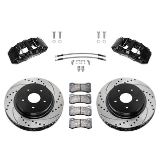 Wilwood Aero6 DM 6-Piston Front Big Brake Kit (Black Calipers, Drilled Rotors): Ram 1500 2013 - 2018
