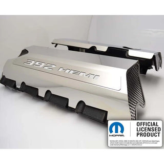 American Car Craft "392" Polished Fuel Rail Covers (CARBON FIBER): 300 / Challenger / Charger 6.4L 392 2011 - 2024