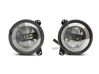 Raxiom Axial LED Headlights Black Housing: Jeep Wrangler JL 2018-2025 / Gladiator 2020-2025 6.4L 392 / 3.6L V6 / 3.0L EcoDiesel / 2.0L Turbo