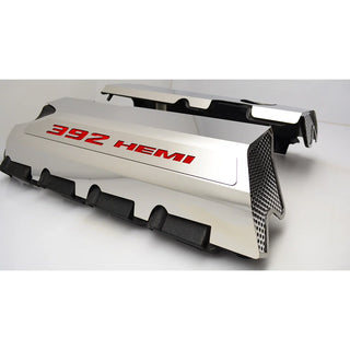 American Car Craft "392" Polished Fuel Rail Covers (CARBON FIBER): 300 / Challenger / Charger 6.4L 392 2011 - 2024