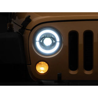 Raxiom Axial Series LED Headlights Black Housing (CLEAR LENS): Fits Most Jeep Wrangler Models (2007-2018)