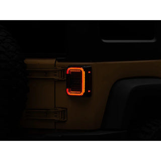 Raxiom Axial Series LED Halo Tail Lights - Black Housing (Dark Smoked Lens): Fits Most Jeep Wrangler Models (2007-2018)