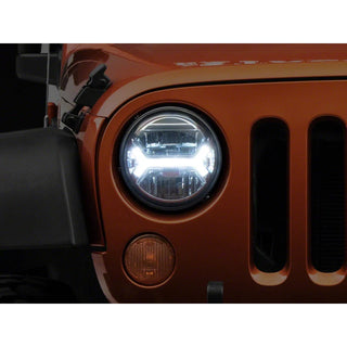 Raxiom 7-Inch Round LED Halo Projector Headlights Chrome Housing (CLEAR LENS): Fits Most Jeep Wrangler Models (2007-2018)