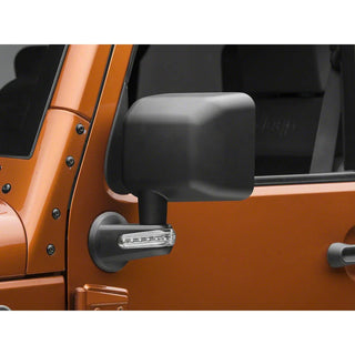 Raxiom Black Side Mirrors w/ LED Signal Indicators: Fits Most Jeep Wrangler Models (2007-2018)