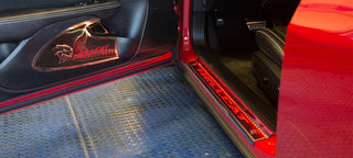 American Car Craft "HELLCAT" Door Sills (LED): Dodge Challenger 6.2L Hellcat 2015 - 2023