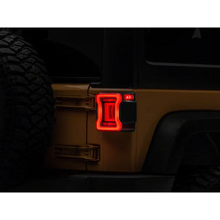 Raxiom Axial Series JL Style LED Tail Lights (REAR): Fits Most Jeep Wrangler Models (2007-2018) - Black Housing/Red Lens