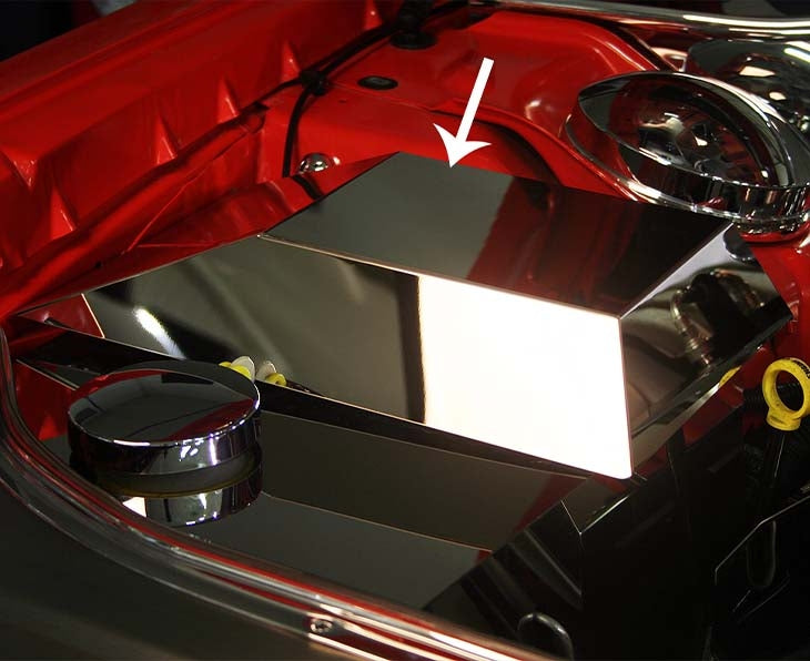 American Car Craft Polished Fuse Box Cover: Dodge Challenger R/T SRT8 2008 - 2014