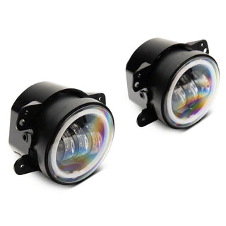 Raxiom Axial Series Halo LED Fog Lights (FRONT): Fits Most Jeep Wrangler Models (2007-2018) - Amber