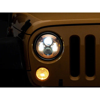 Raxiom 7-In LED Headlights Orange Housing Clear Lens: Fits Most Jeep Wrangler Models (2007-2018)