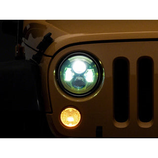Raxiom 7-In LED Headlights Green Housing Clear Lens: Fits Most Jeep Wrangler Models (2007-2018)