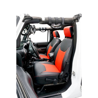 PRP Seats Front Seat Covers (PAIR): Fits Most Jeep Wrangler JK Models (2007-2018) - Black/Red