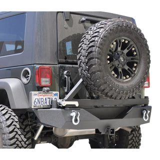 DV8 Offroad Black Rear Aluminum Bumper w/ Tire Carrier: Jeep Wrangler JK (2007-2018)