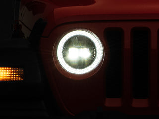 Raxiom Axial LED Headlights Black Housing: Jeep Wrangler JL 2018-2025 / Gladiator 2020-2025 6.4L 392 / 3.6L V6 / 3.0L EcoDiesel / 2.0L Turbo
