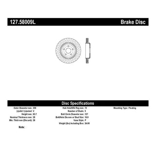 StopTech Rear Brake Rotor (REAR DRIVER SIDE): Dodge Durango (17-23) / Jeep Grand Cherokee (12-21) w/ Slotted and Drilled