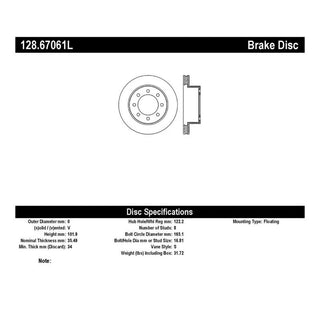StopTech Drilled Sport Brake Rotor: Dodge Ram 1500 (06-08) / Ram 2500 (03-08) / Ram 3500 (03-08)