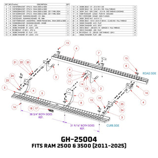 GEN-Y Running Boards Crew Cab: Ram 2500 / 3500 2011-2024 5.7L / 6.7L Diesel