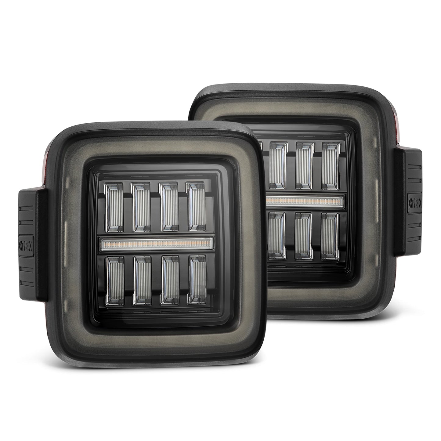 AlphaRex NOVA Prismatic LED Tail Lights (Alpha-Black): Jeep Wrangler 2018 - 2025