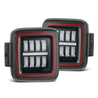 AlphaRex NOVA Prismatic LED Tail Lights (Black / Red): Jeep Wrangler 2018 - 2025