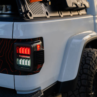 AlphaRex NOVA Prismatic LED Tail Lights (Black / Red): Jeep Gladiator 2020 - 2025