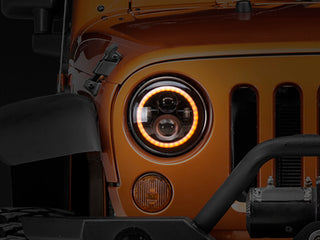 Raxiom Axial Halo Headlights w/ DRL Amber Signals Clear Lens: Jeep Wrangler TJ/JK 1997-2018 4.0L I6 / 3.8L V6