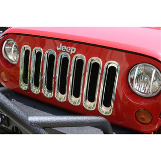 Rugged Ridge Chrome Grille Inserts: Jeep Wrangler 2007-2018 3.8L/3.6L V6