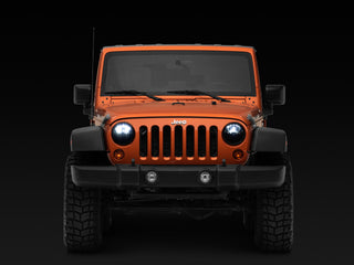 Raxiom Axial Series LED Headlights Black Housing: Jeep Wrangler 1997-2018 4.0L I6 / 3.8L V6 / 3.6L V6 - Clear Lens