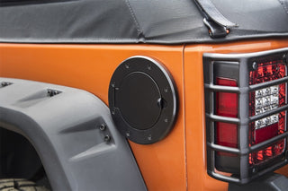 Rugged Ridge Non-Locking Gas Cap Door Black: Jeep Wrangler 2007-2018 3.6L/3.8L V6
