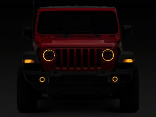 Raxiom 18-23 Jeep Wrangler JL Axial Series 9-In Angel Eye LED Headlights- Blk Housing (Clear Lens)
