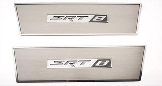 American Car Craft "SRT8" Brushed Door Badge Plate: Dodge Challenger 2008 - 2014